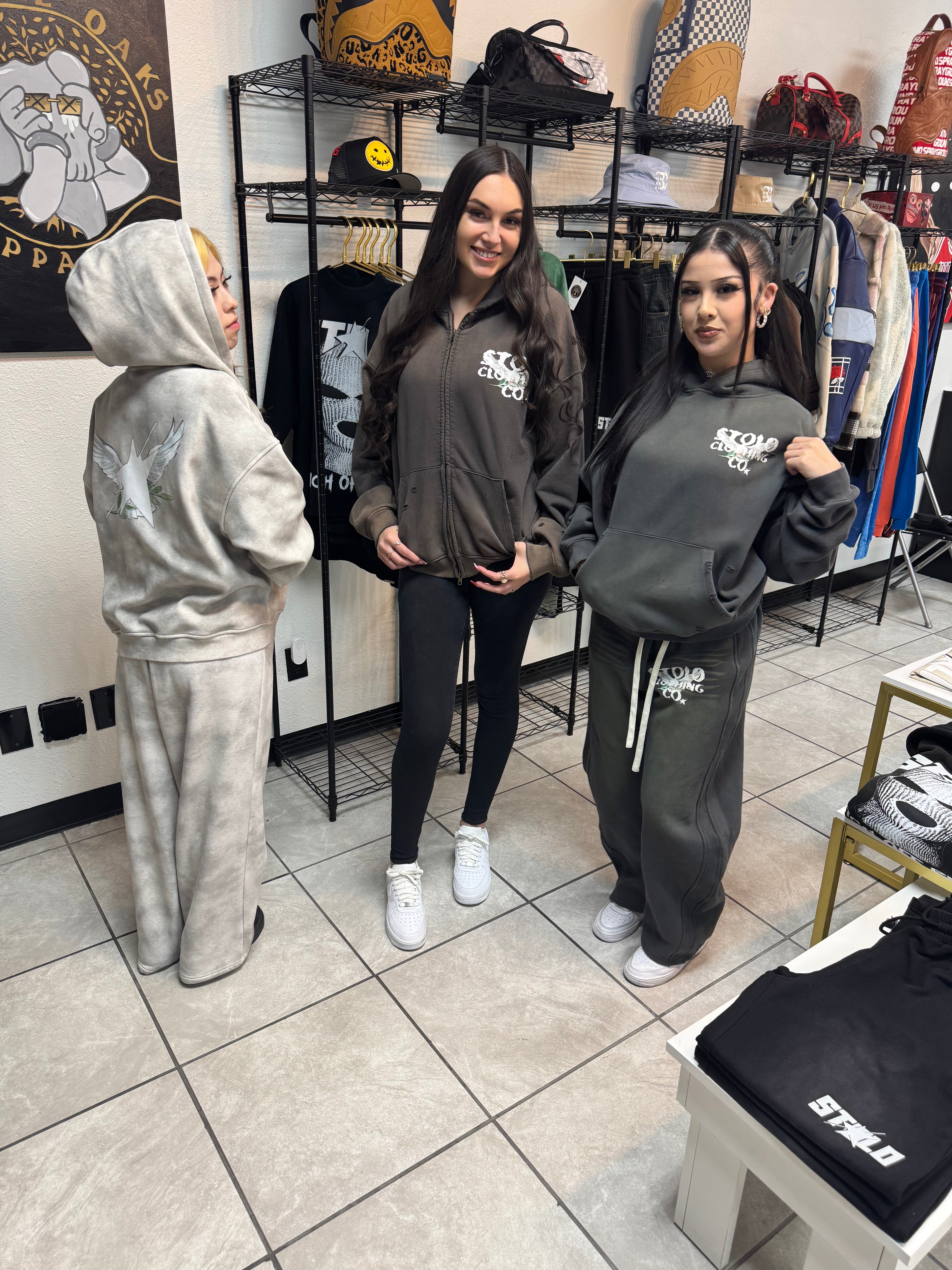 Limited Edition Stolo Clothing Co Birdies Hand-Frayed Pure Cotton Double Zip Up Hoodie