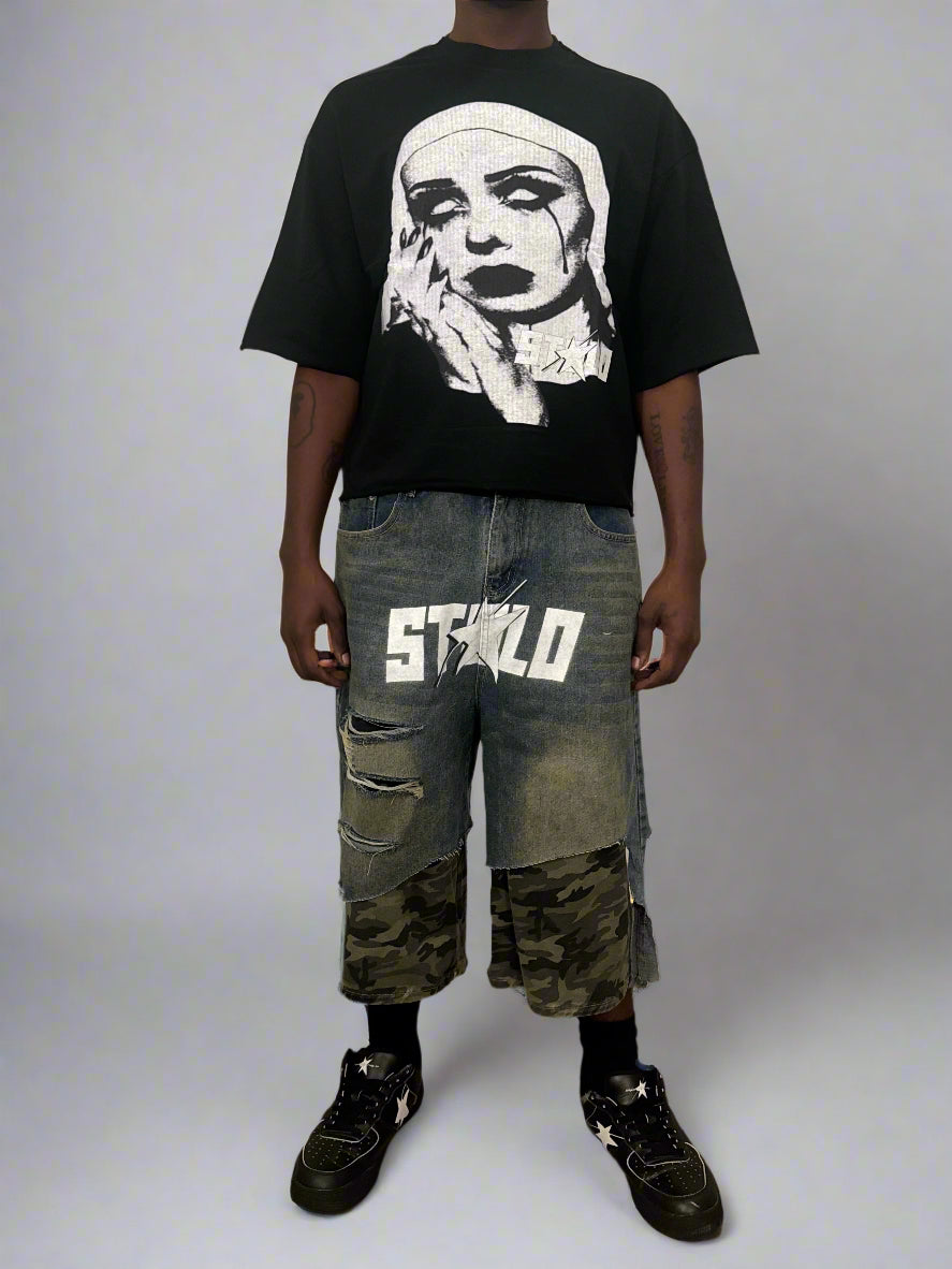 Stolo Clothing Co EVIL NUN French Terry Raw Edge Tee