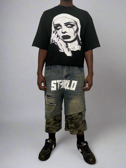 Stolo Clothing Co STARCHILD Frayed Camouflage Denim Shorts (JORTS)
