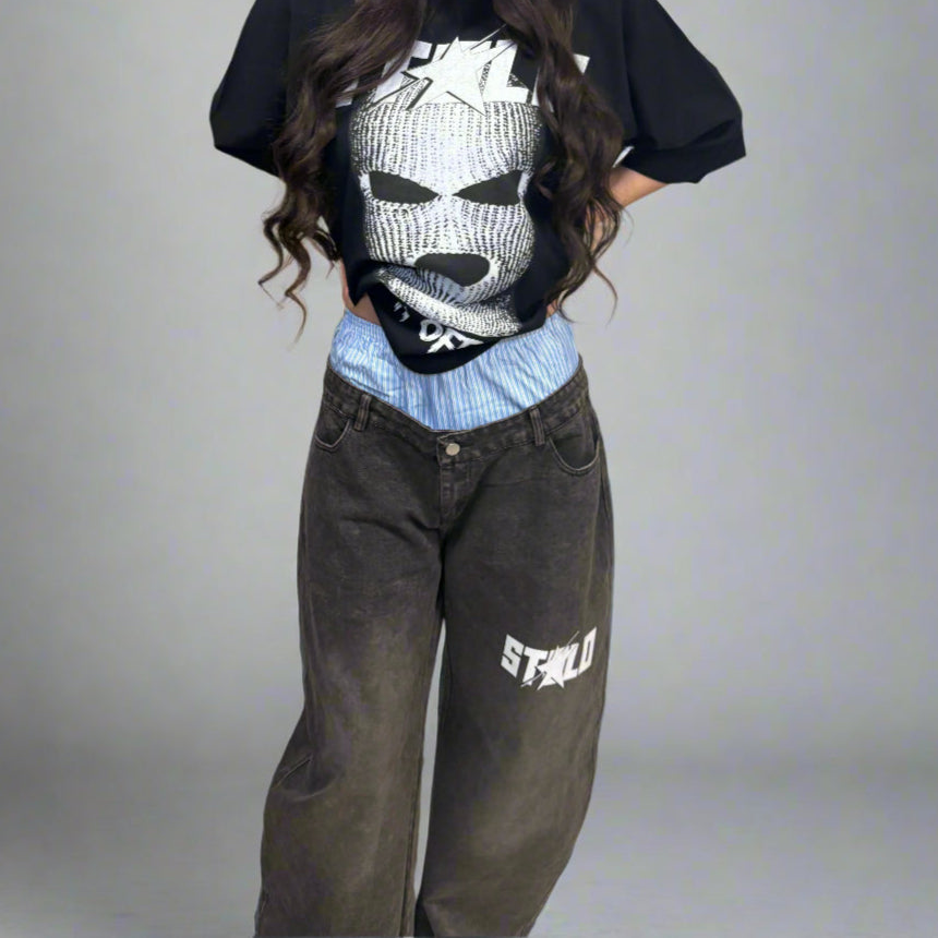 Stolo Clothing Co STARCHILD  Hand Faded Baggy Jeans With Boxer Waistband (Unisex)