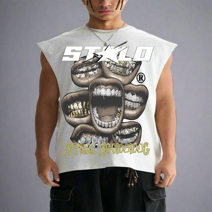 Limited Edition Stolo Clothing Co STILL SHINNING Raw Edge Cotton Tank Top Tee