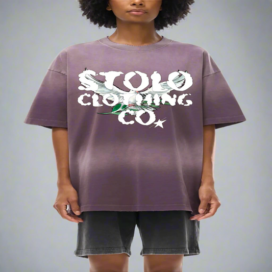 Limited Edition Stolo Clothing Co Birdies Sun Faded Hand-Frayed Cotton Tee