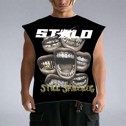 Limited Edition Stolo Clothing Co STILL SHINNING Raw Edge Cotton Tank Top Tee