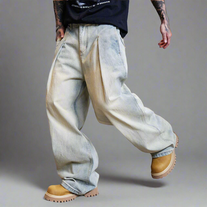 Stolo Clothing Co Essential Baggy Faded Blue Denim Jeans