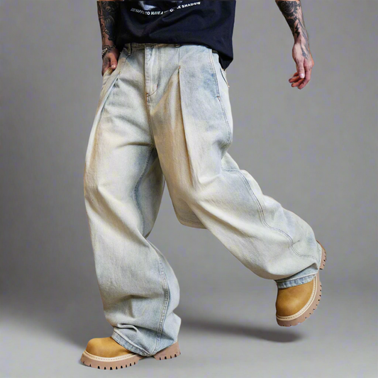 Stolo Clothing Co Essential Baggy Faded Blue Denim Jeans
