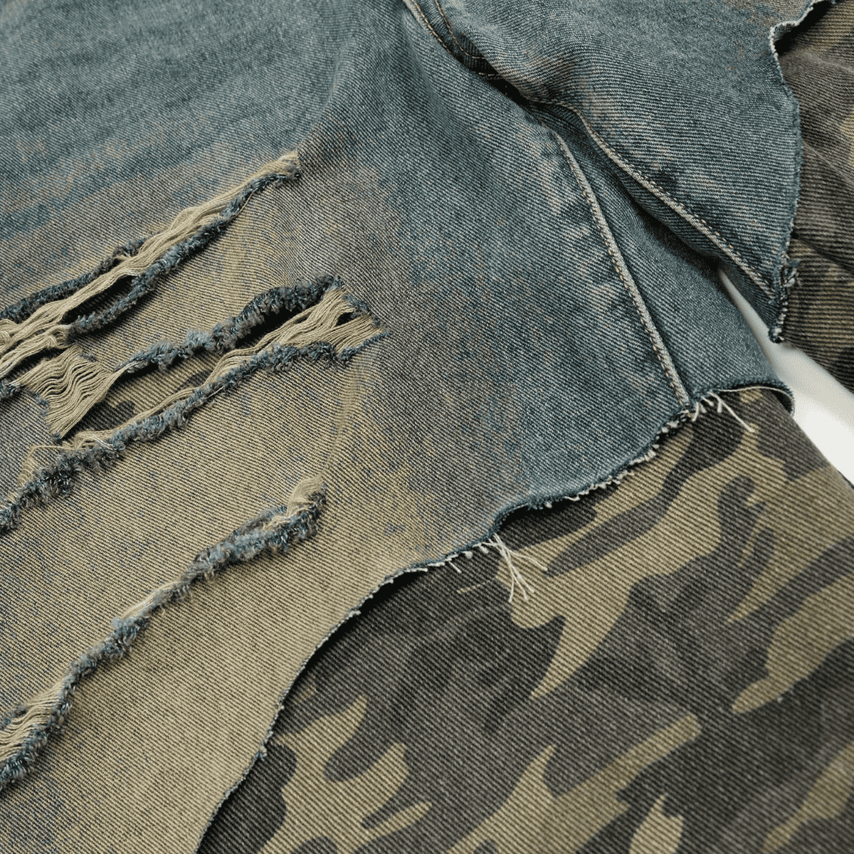 Stolo Clothing Co STARCHILD Unisex Half Camouflage Half Frayed Denim Shorts (JORTS)