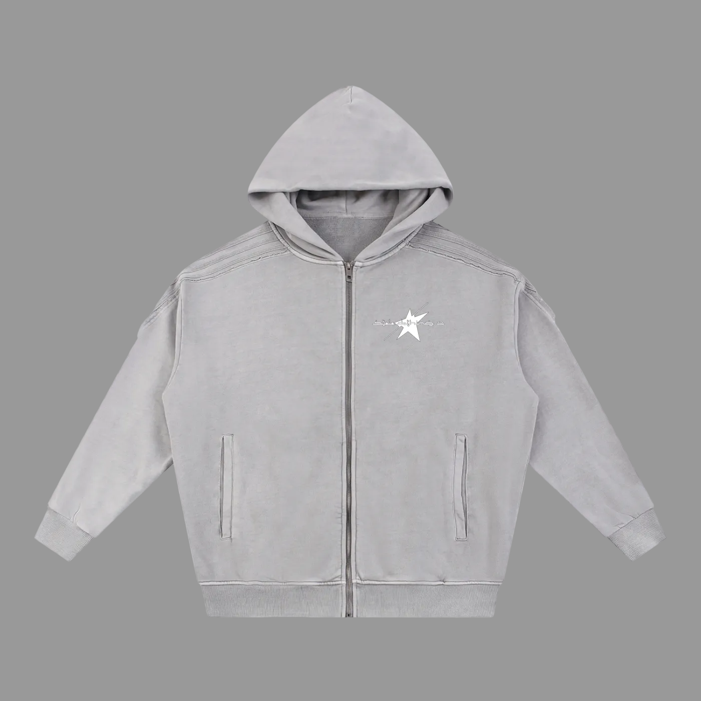 Stolo Clothing Co PROJECT O8 Snow Washed Tape Raw Edge Zip Hoodie
