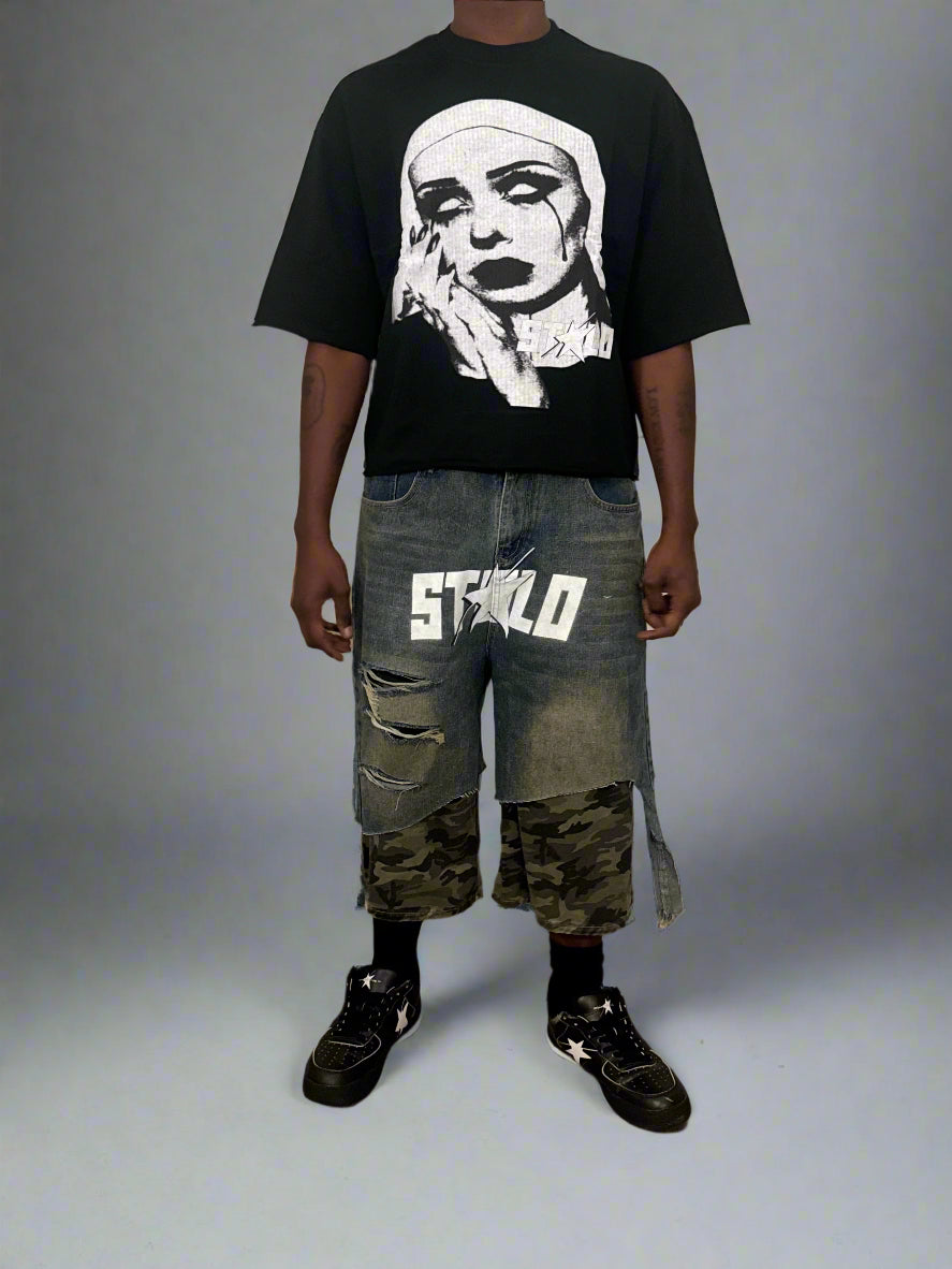 Stolo Clothing Co EVIL NUN French Terry Raw Edge Tee