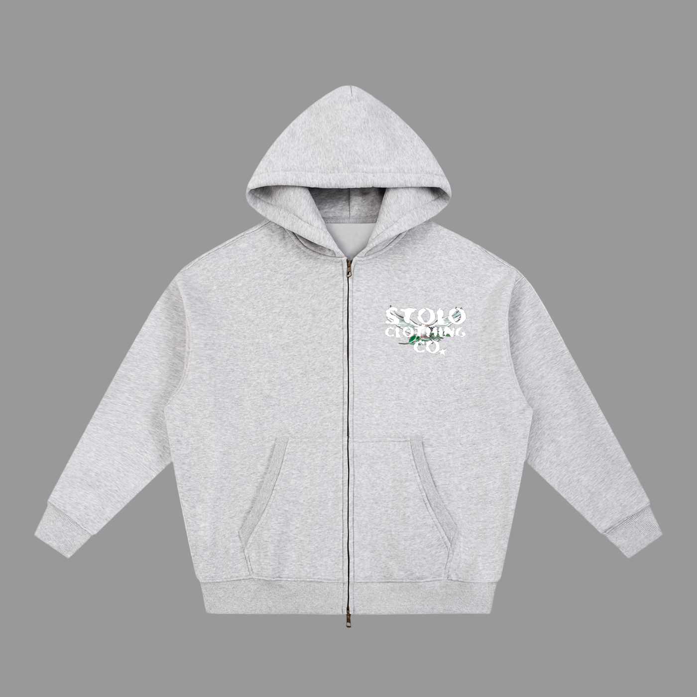 Stolo Clothing Co Birdies Classic Oversized Fleece Boxy Double Zip Up Hoodie