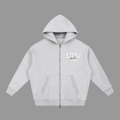 Stolo Clothing Co Birdies Classic Oversized Fleece Boxy Double Zip Up Hoodie