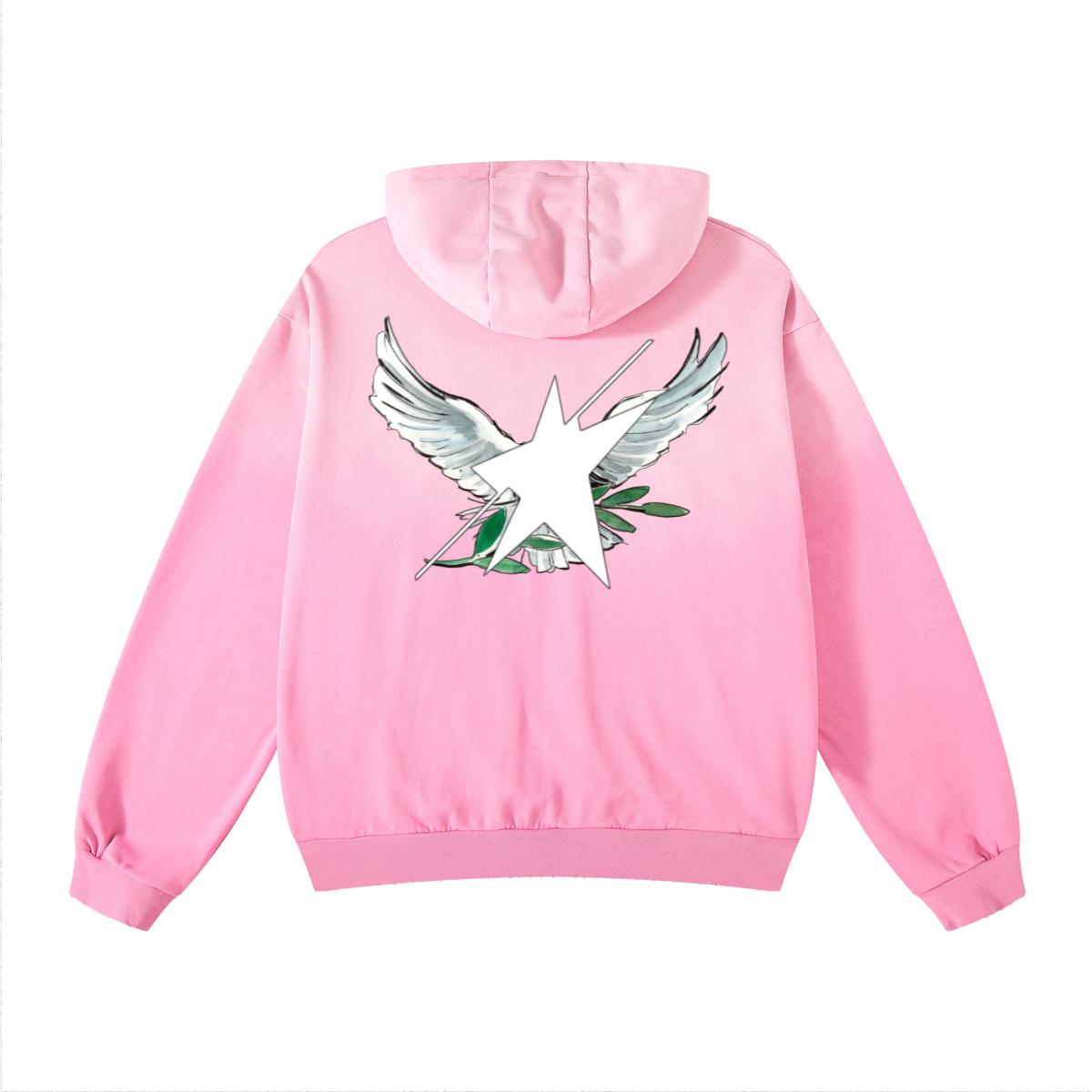 Stolo Clothing Co Birdies x World Wide Retro Washed Hand-Painted Oversized Hoodie [PINK & BLACK]