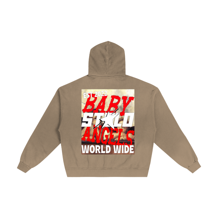 Stolo Clothing Co BABY ANGELS Hand-Frayed Sun faded Zip Up Hoodie