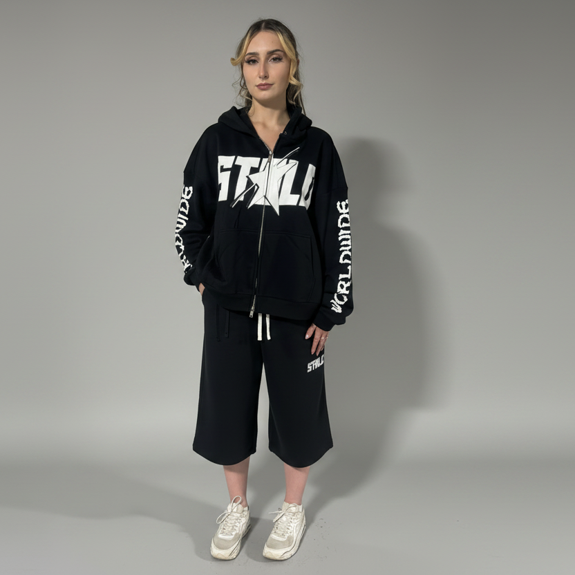 Stolo Clothing Co STARCHILD REBORN X WORLDWIDE Boxy Double Zip-Up Fleece Hoodie (380GSM)
