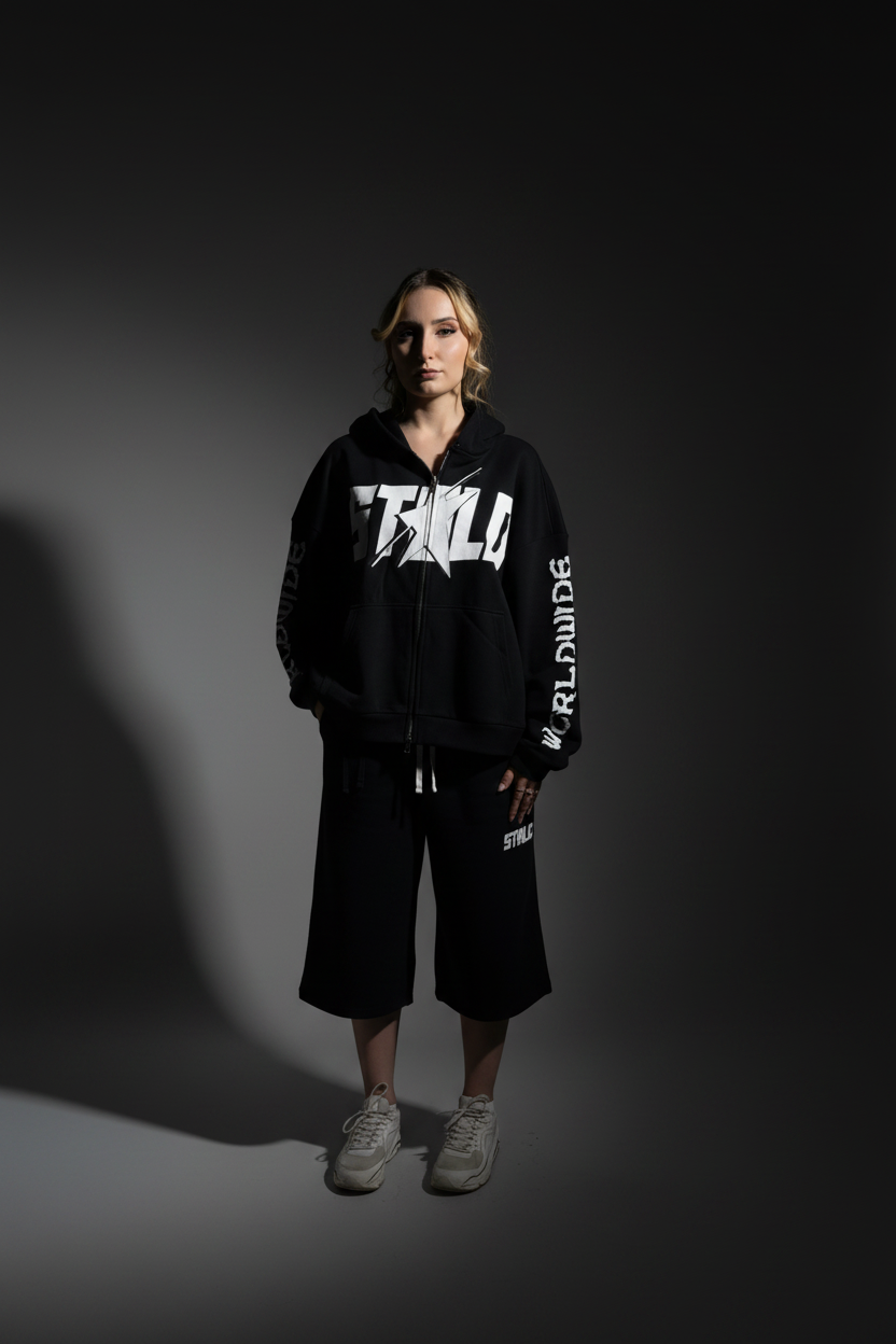 Stolo Clothing Co STARCHILD REBORN X WORLDWIDE Boxy Double Zip-Up Fleece Hoodie (380GSM)