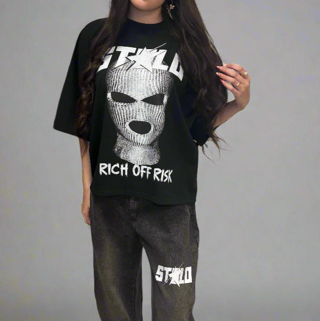 Stolo Clothing Co RICH OFF RISK Oversized Boxy Tee