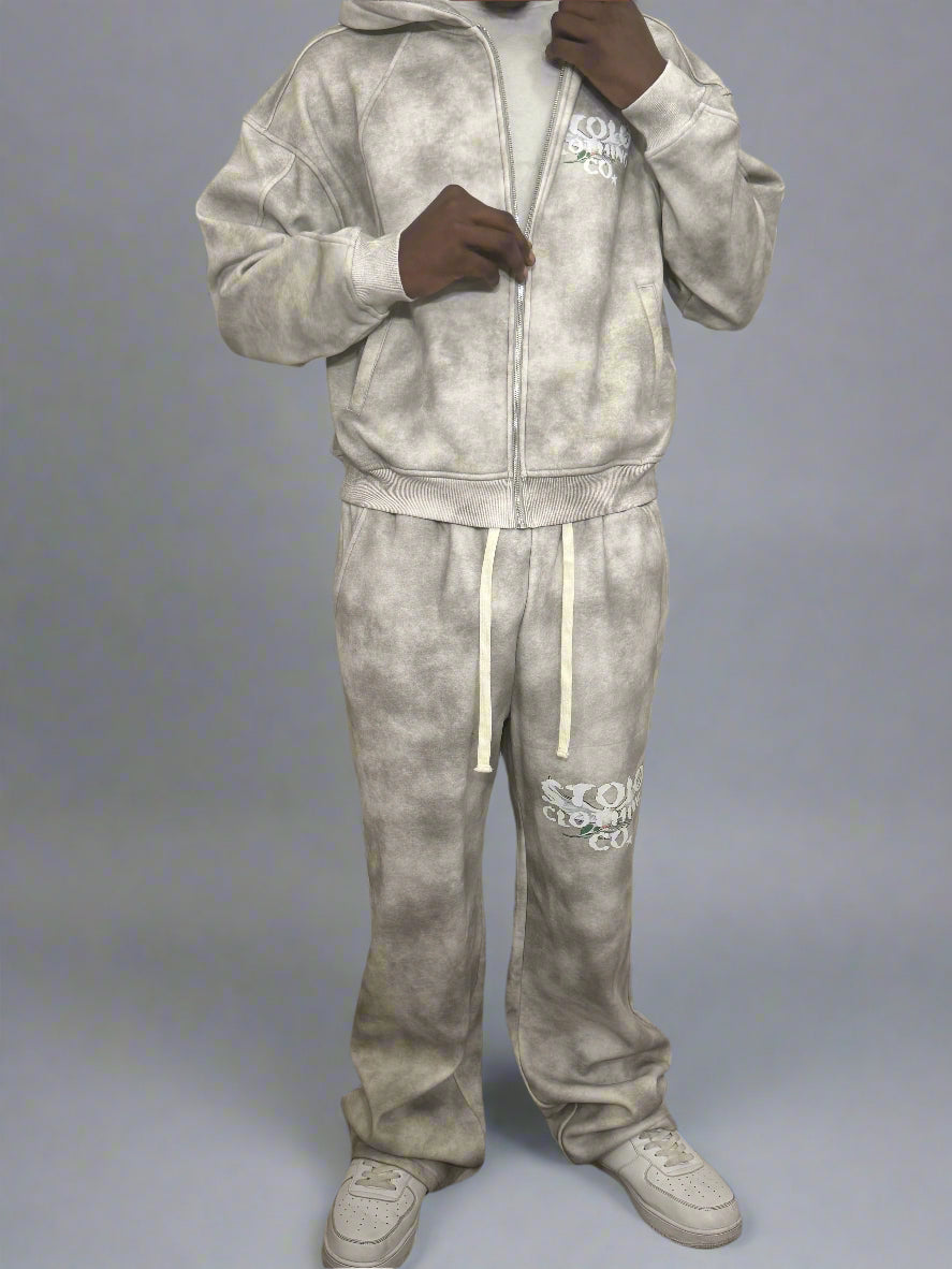 Stolo Clothing Co Birdies Dirty Washed Fleece Cropped Boxy Zip-Up  Hoodie