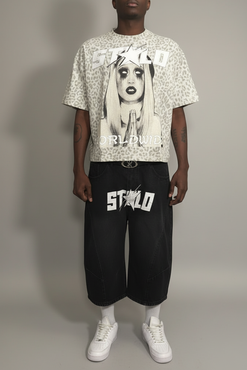 Stolo Clothing Co PREYING NUN Leopard Print Boxy Tee