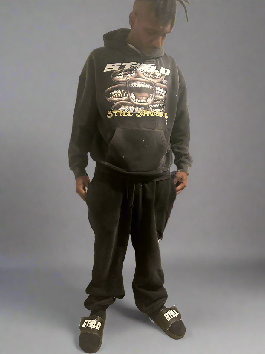 Stolo Clothing Co Still Shining Vintage Washed Hand Frayed Fleece Hoodie