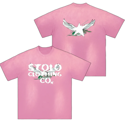 Stolo Clothing Co Birdies Monkey Washed Distressed Tee [PINK & BLUE]