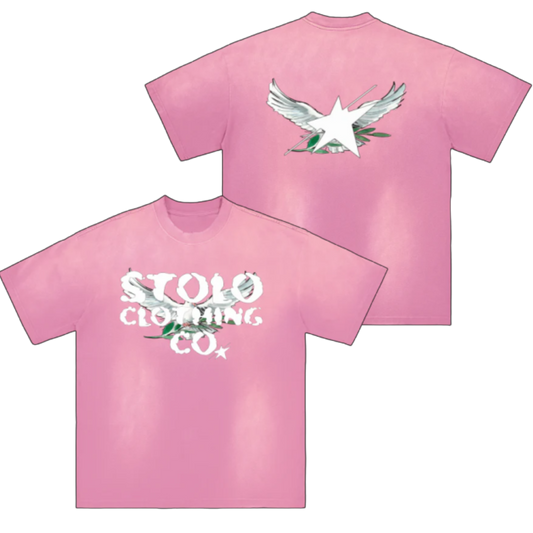 Stolo Clothing Co Birdies Monkey Washed Distressed Tee [PINK & BLUE]