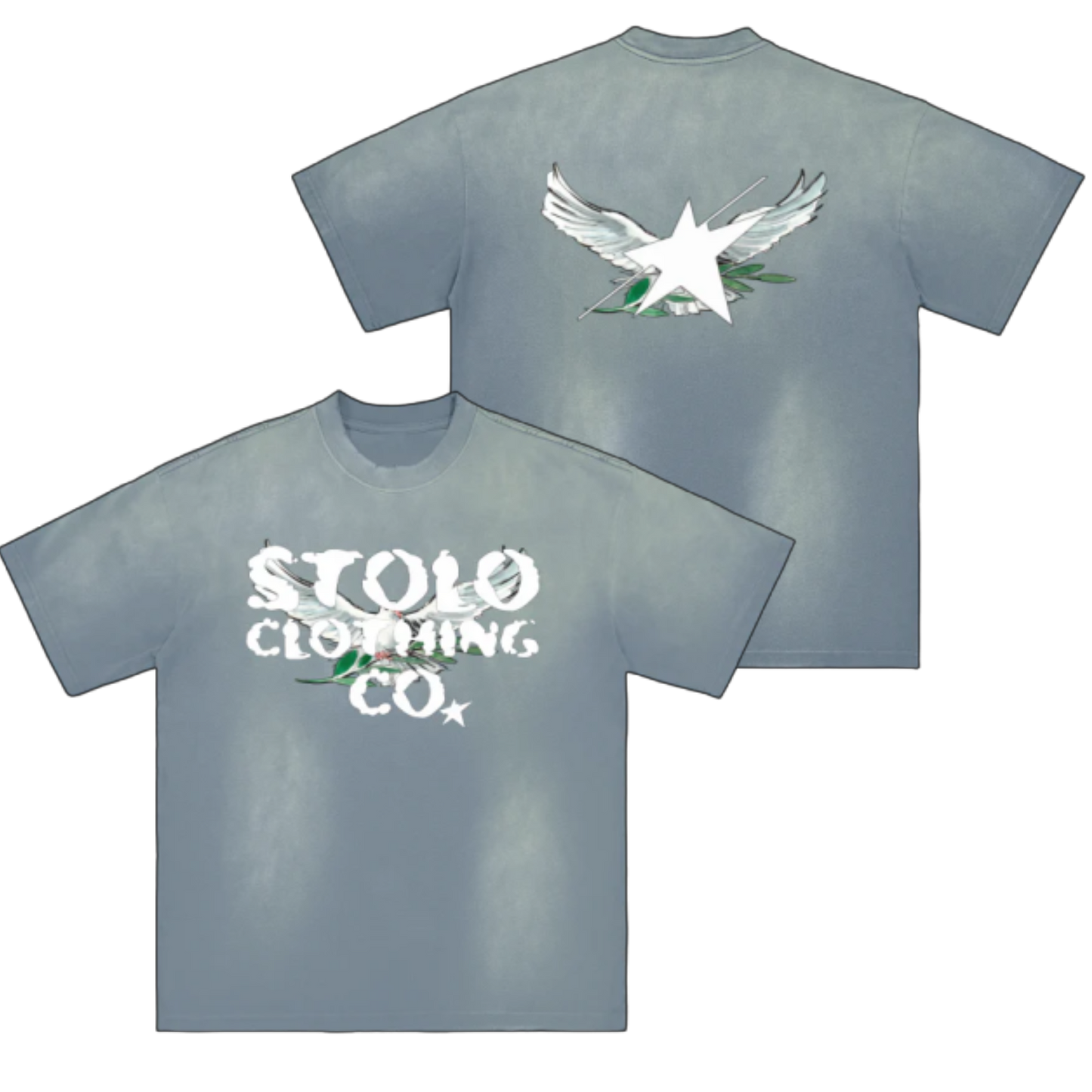 Stolo Clothing Co Birdies Monkey Washed Distressed Tee [PINK & BLUE]