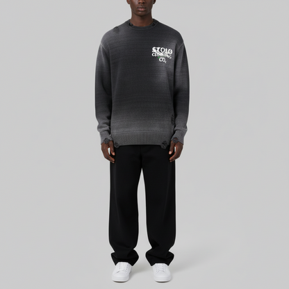 Stolo Clothing Co Birdies Sun Faded Distressed Ripped Crewneck Sweater