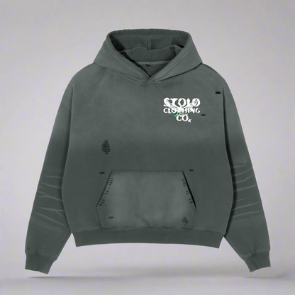 Stolo Clothing Co Birdies Hand-Frayed Sun Faded Boxy Hoodie