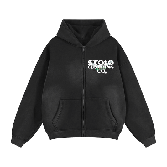 Stolo Clothing Co Birdies Sun-Faded Boxy Zip-Up Hoodie