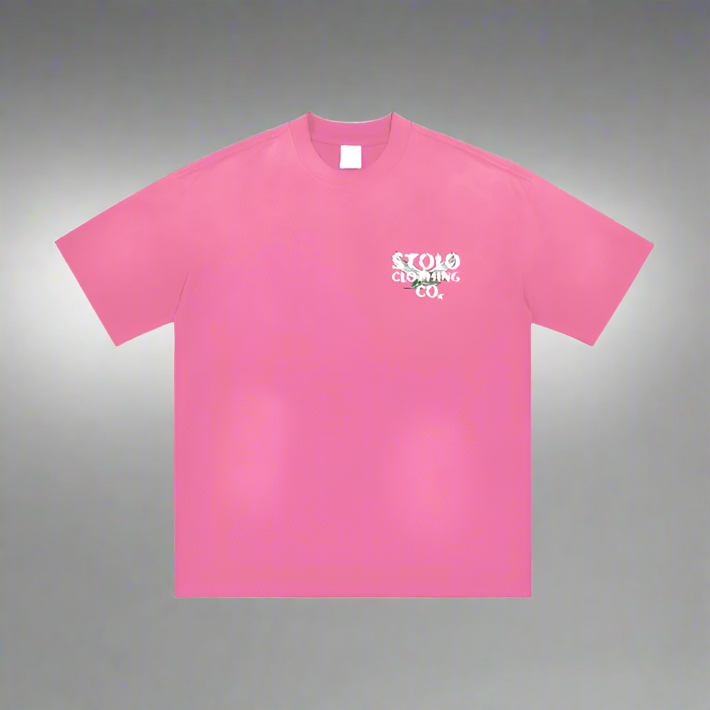 Stolo Clothing Co Birdies Minimalistic Hand-Frayed Sunfaded Tee [ BLACK , PINK & BLUE ]