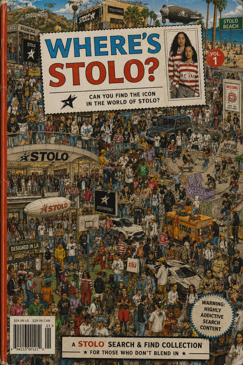 Limited Edition Stolo Clothing Co STARCHILD WHERES WALDO Striped Polo Tee