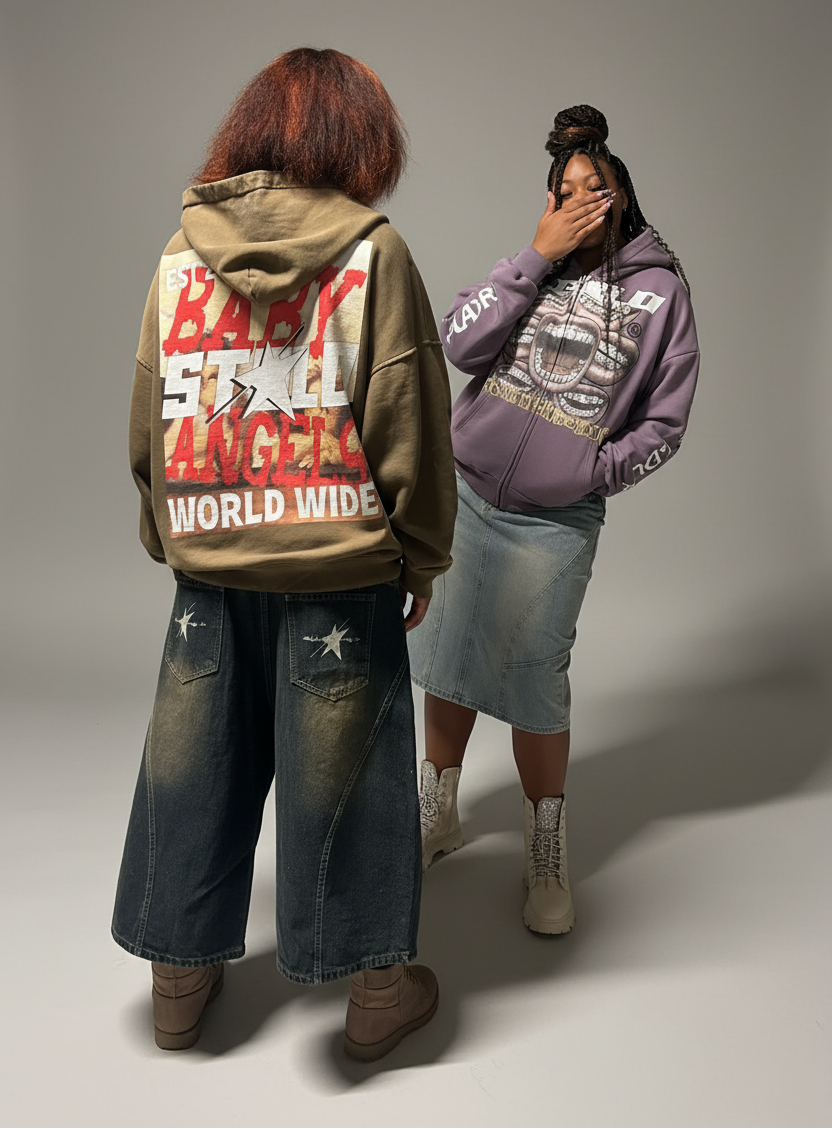 Limited Edition Stolo Clothing Co Still Shining x World Wide Cropped Double-Zip Up Hoodie (460GSM)