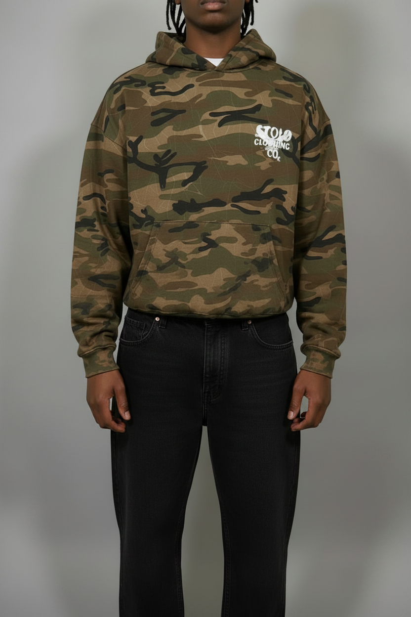 Stolo Clothing Co Birdies Heavyweight Camo Boxy Hoodie (400GSM)