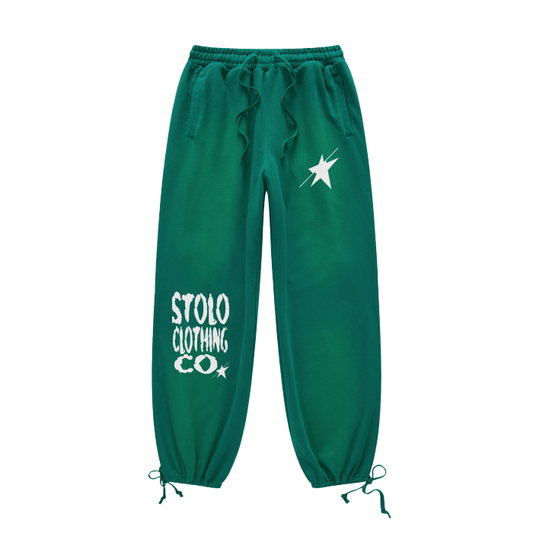 Stolo Clothing Co STARZ Green & White Baggy Fleece Joggers