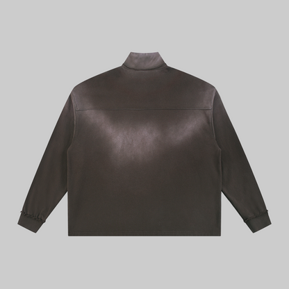 Stolo Clothing Co LOGO Sun Fade Raw Edge Quarter-Zip Sweatshirt