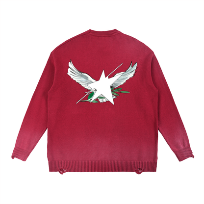Stolo Clothing Co Birdies Sun Faded Distressed Ripped Crewneck Sweater
