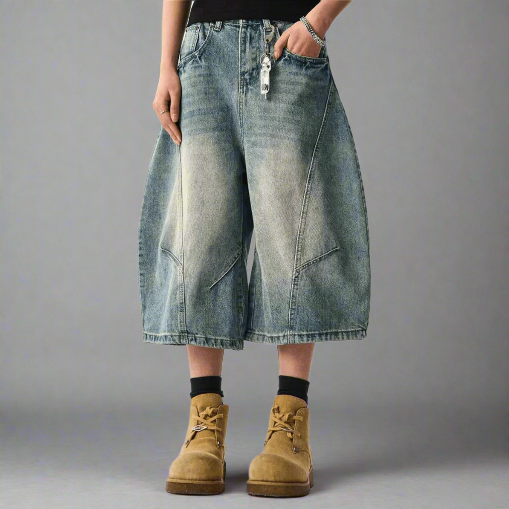 Stolo Clothing Co Essential Unisex Wide-Leg Curved Blade Denim Shorts (JORTS)