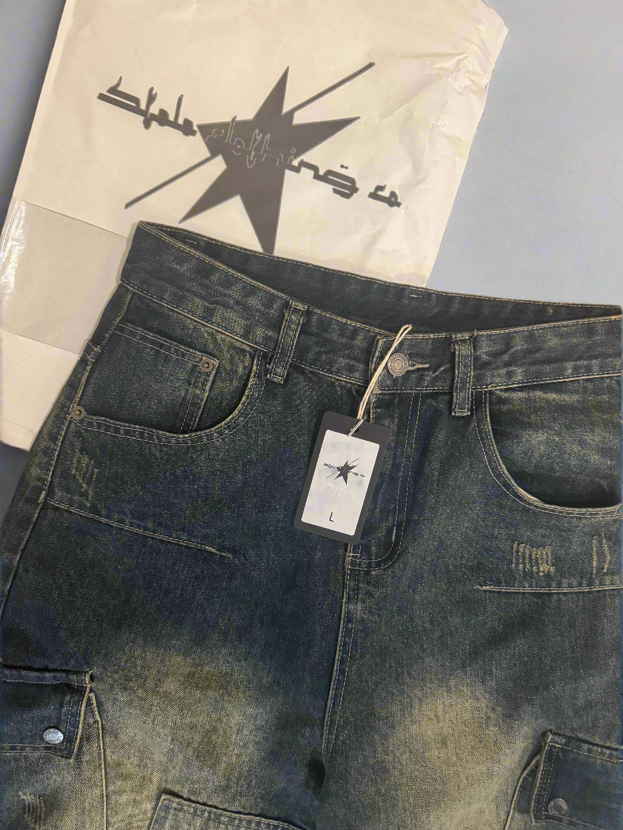Stolo Clothing Co STARCHILD  Vintage Washed Unisex Baggy Cargo Jeans