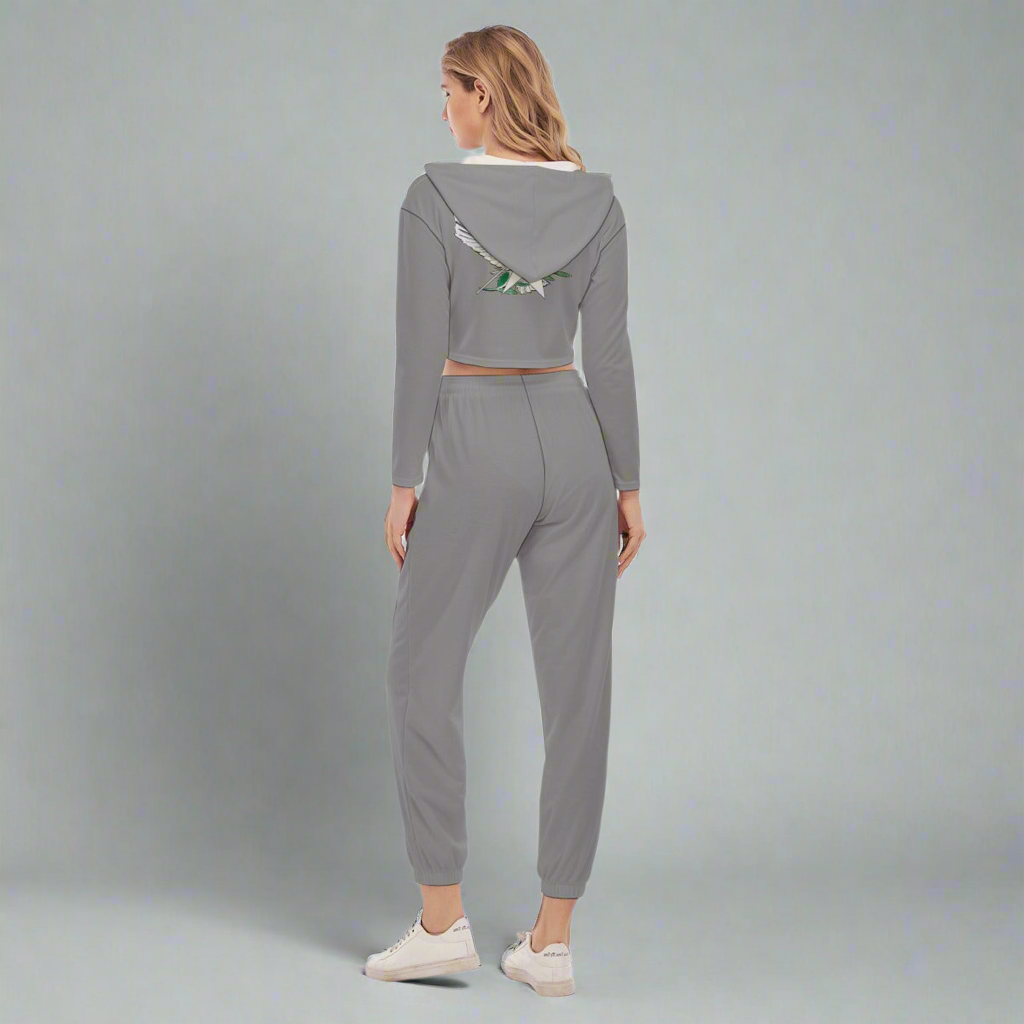 Stolo Clothing Co Birdies Cropped Zip Up Hoodie & Joggers 2pcs Set