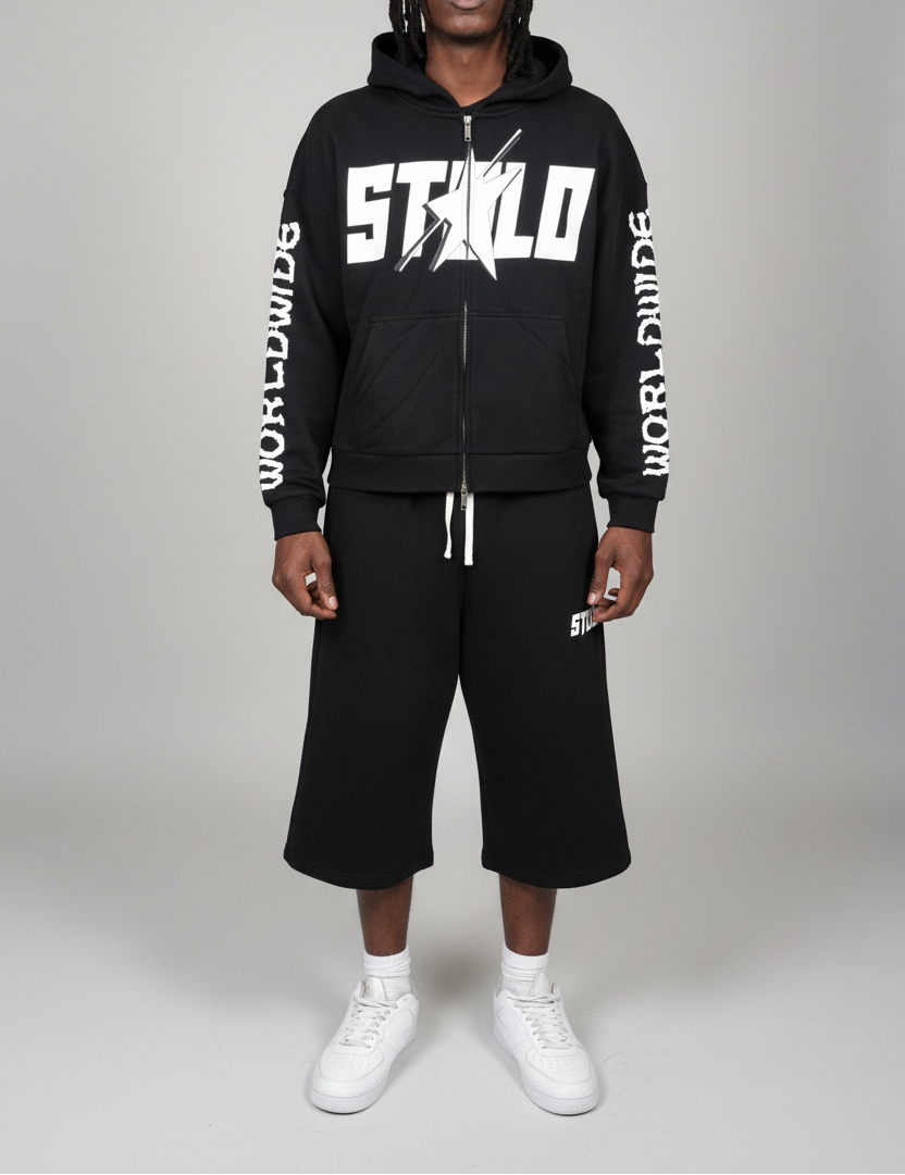 Stolo Clothing Co STARCHILD X WORLDWIDE Heavyweight Boxy Double Zip Fleece Zip-Up Hoodie (380GSM)