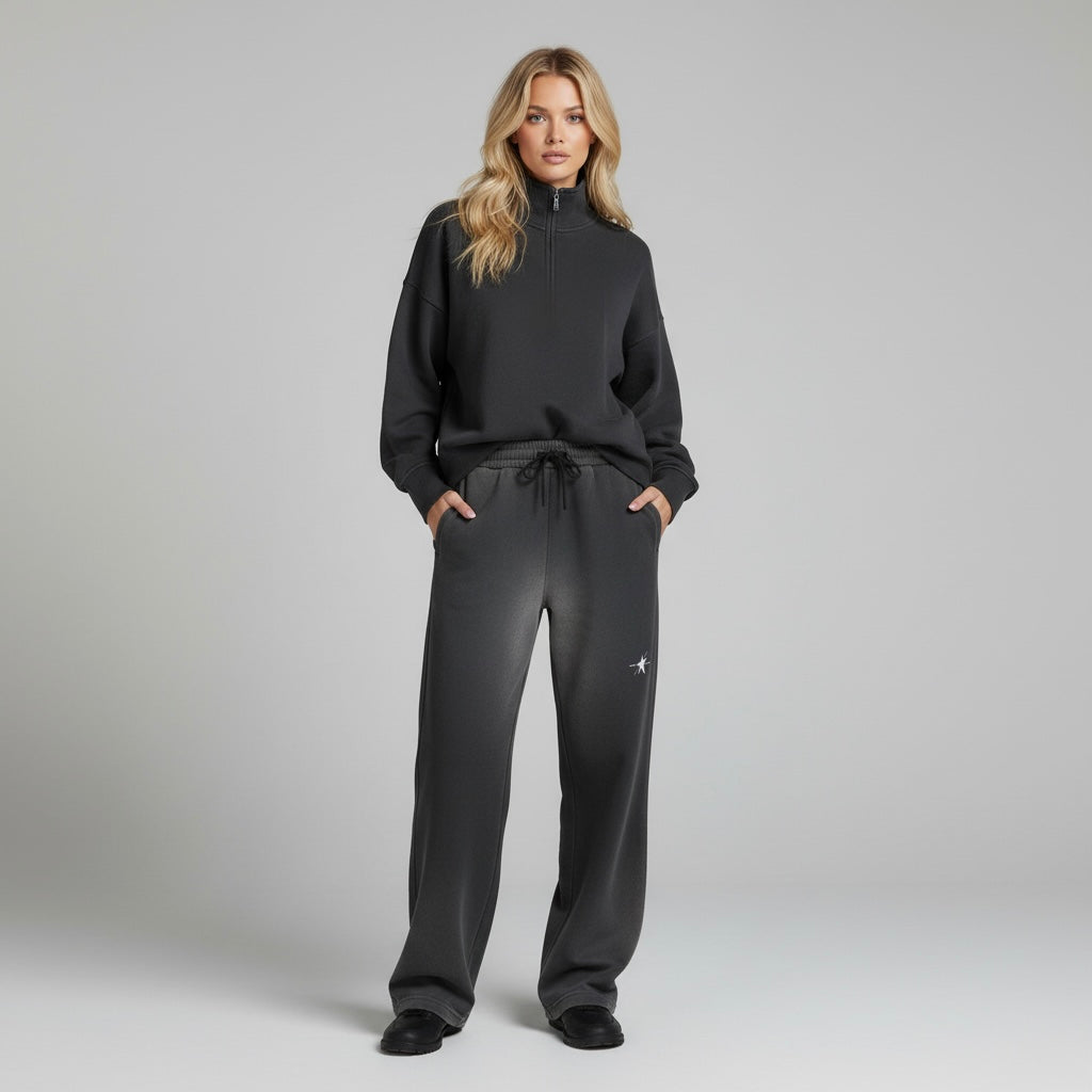 Stolo Clothing Co LOGO Sun Faded Raw Edge Straight-Leg Sweatpants