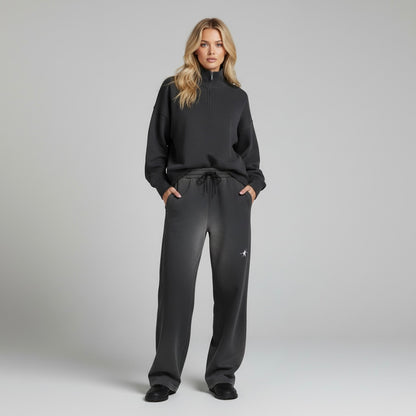 Stolo Clothing Co LOGO Sun Faded Raw Edge Straight-Leg Sweatpants