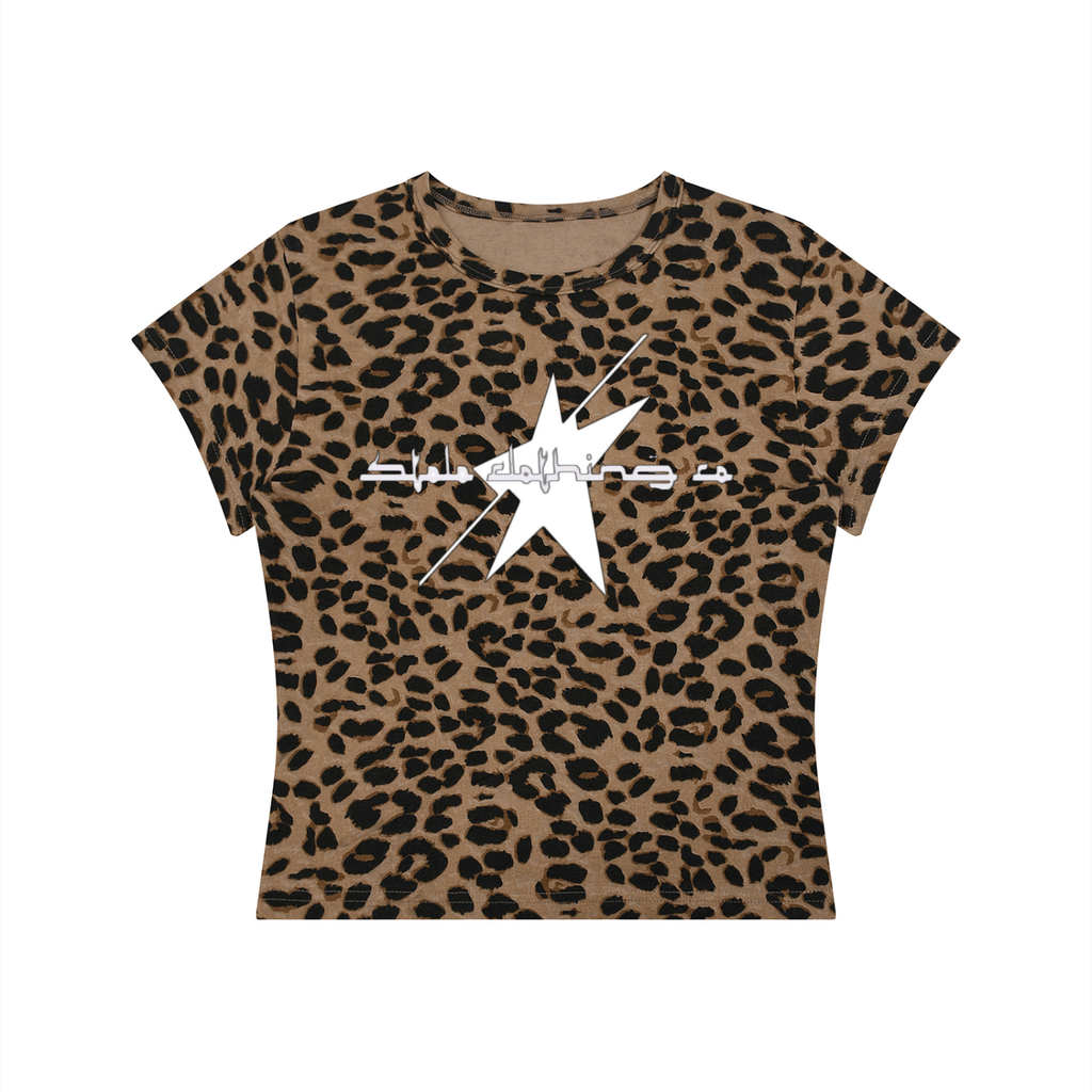 Stolo Clothing Co REBORN Leopard Print Fitted Crop Tee