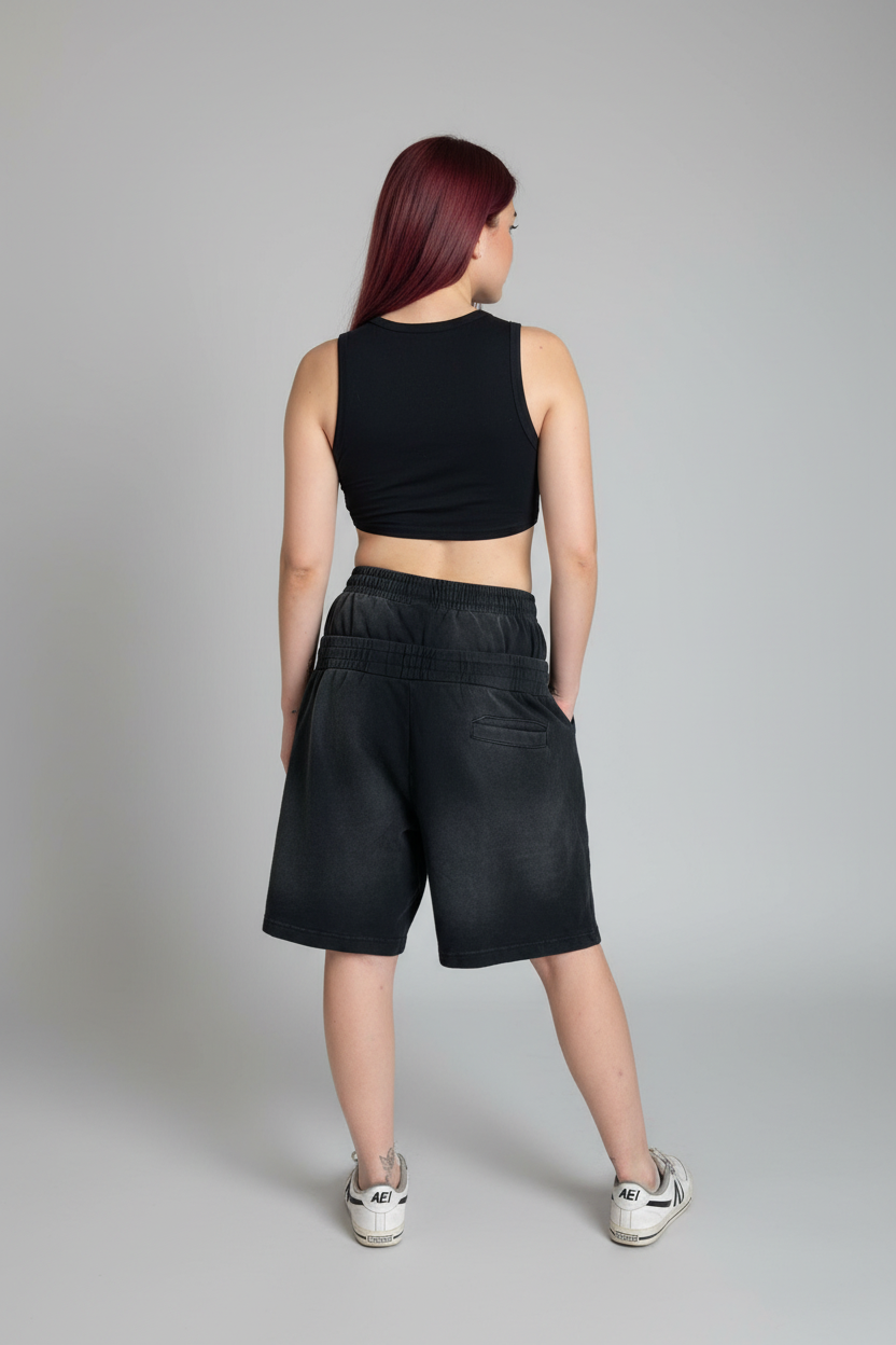 Stolo Clothing Co STARCHILD Sun Faded Cotton Slub Double Waistband Shorts (320GSM)