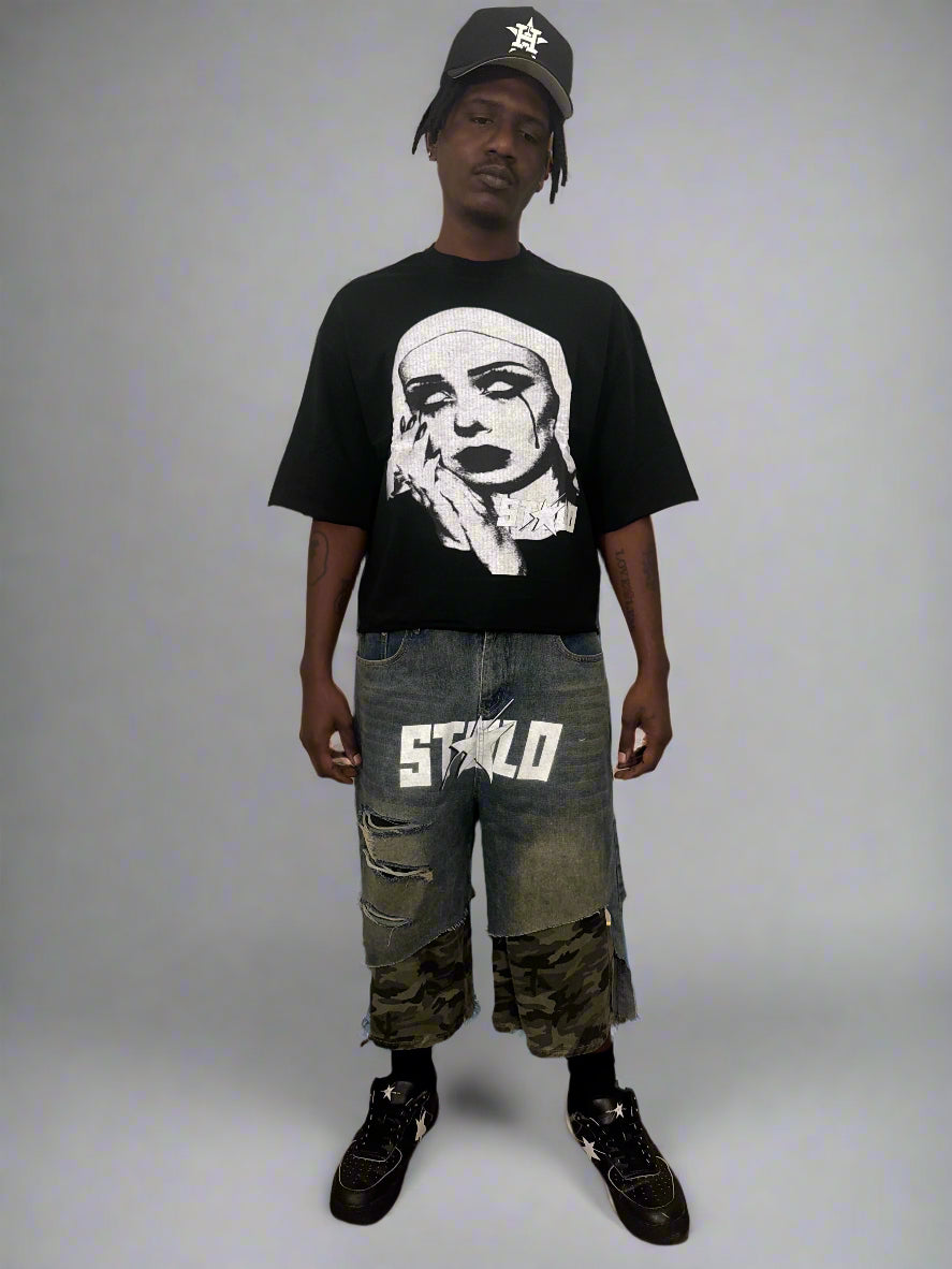 Stolo Clothing Co EVIL NUN French Terry Raw Edge Tee