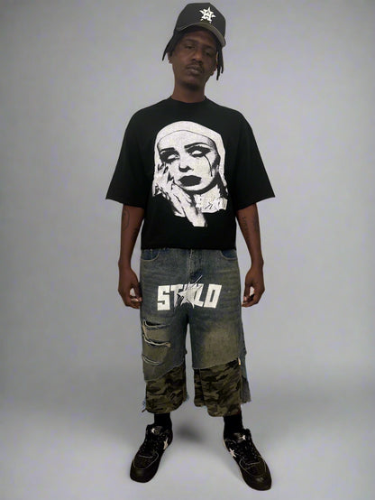 Stolo Clothing Co STARCHILD Frayed Camouflage Denim Shorts (JORTS)