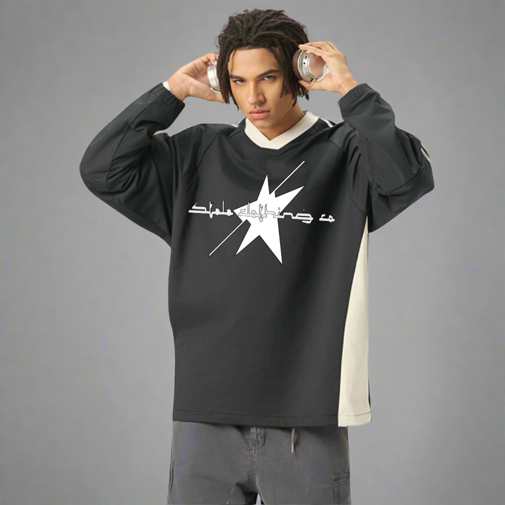 Stolo Clothing Co Essentials V-Neck Color Block Long-Sleeve Tee