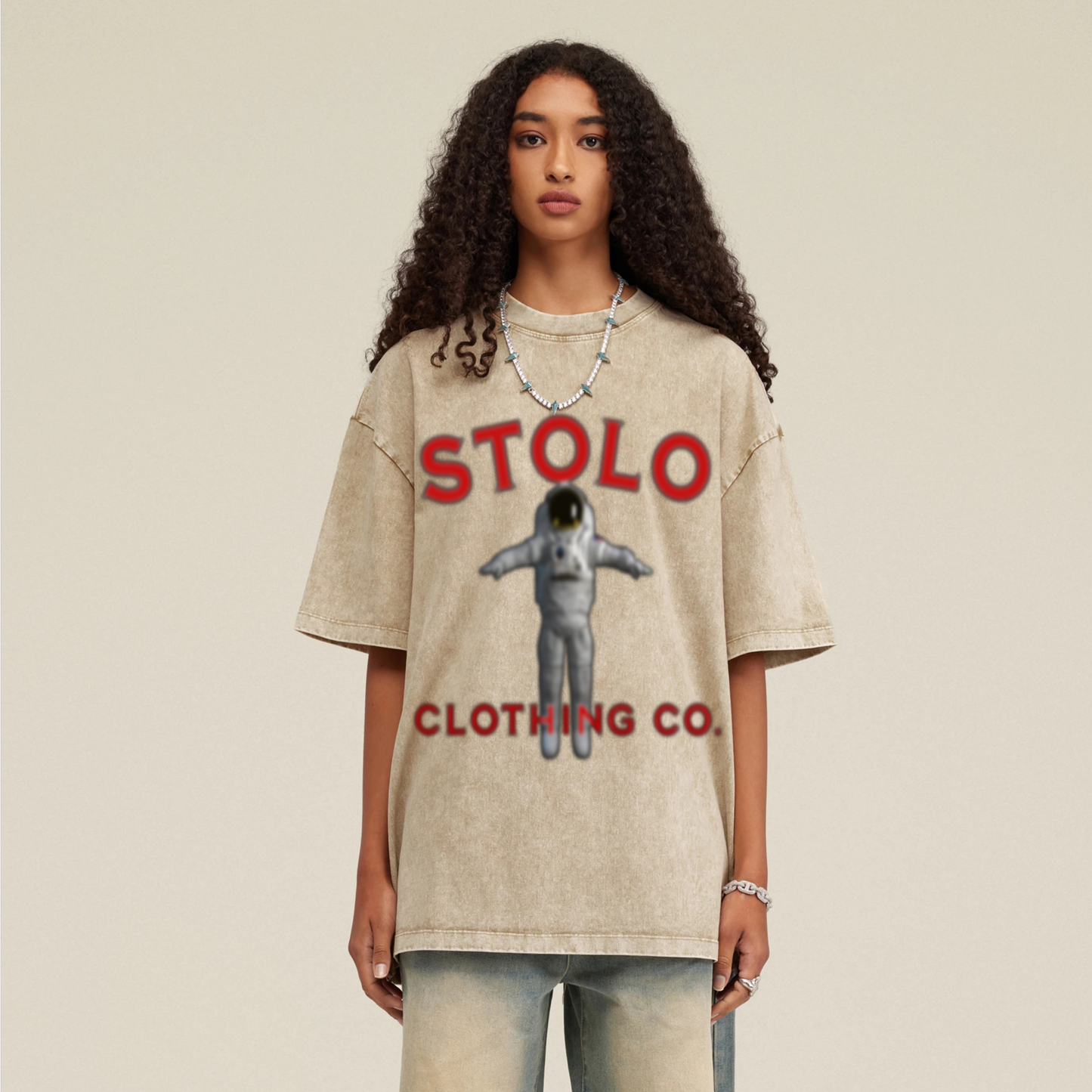 Stolo Clothing Co AstroKnot X Trust The Process Unisex Oversized Snow Wash Tee