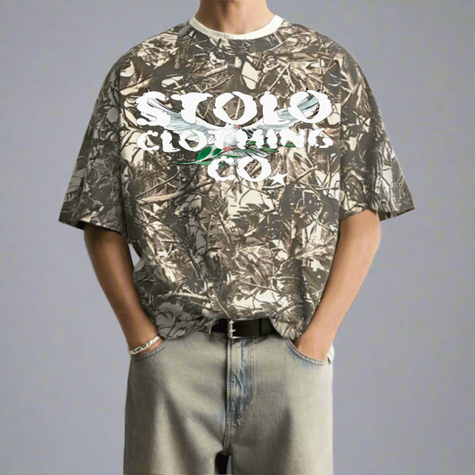 Stolo Clothing Co Birdies Cropped Tree Print Camo Tee