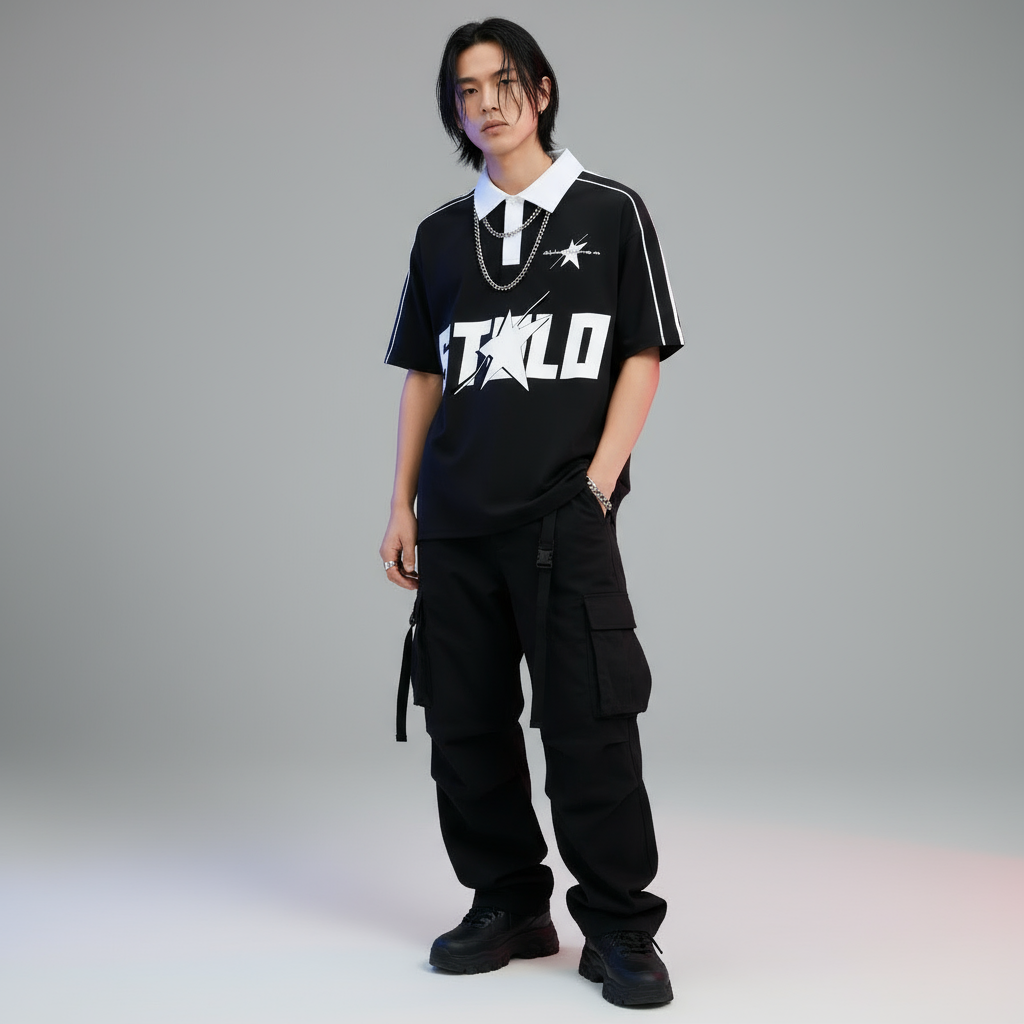 Stolo Clothing Co STARCHILD Contrast Collar Short-Sleeve Polo Tee Shirt