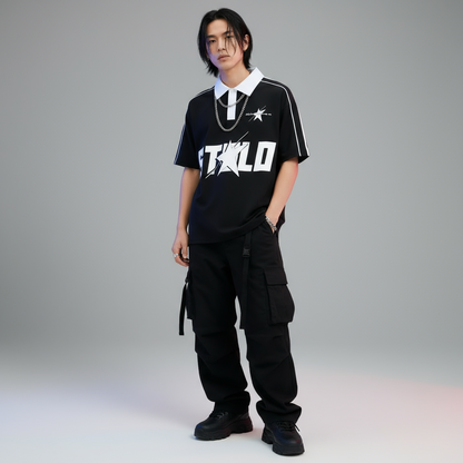 Stolo Clothing Co STARCHILD Contrast Collar Short-Sleeve Polo Tee Shirt